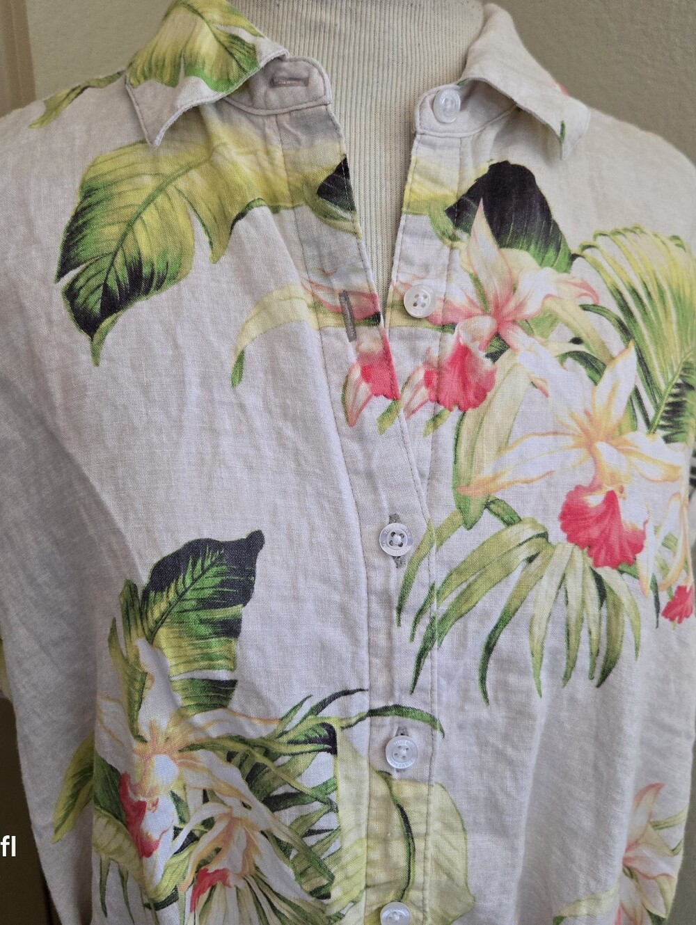 Tommy Bahama La Brisa Blooms LINEN Midi Floral Shirt Dress M - Picture 5 of 7